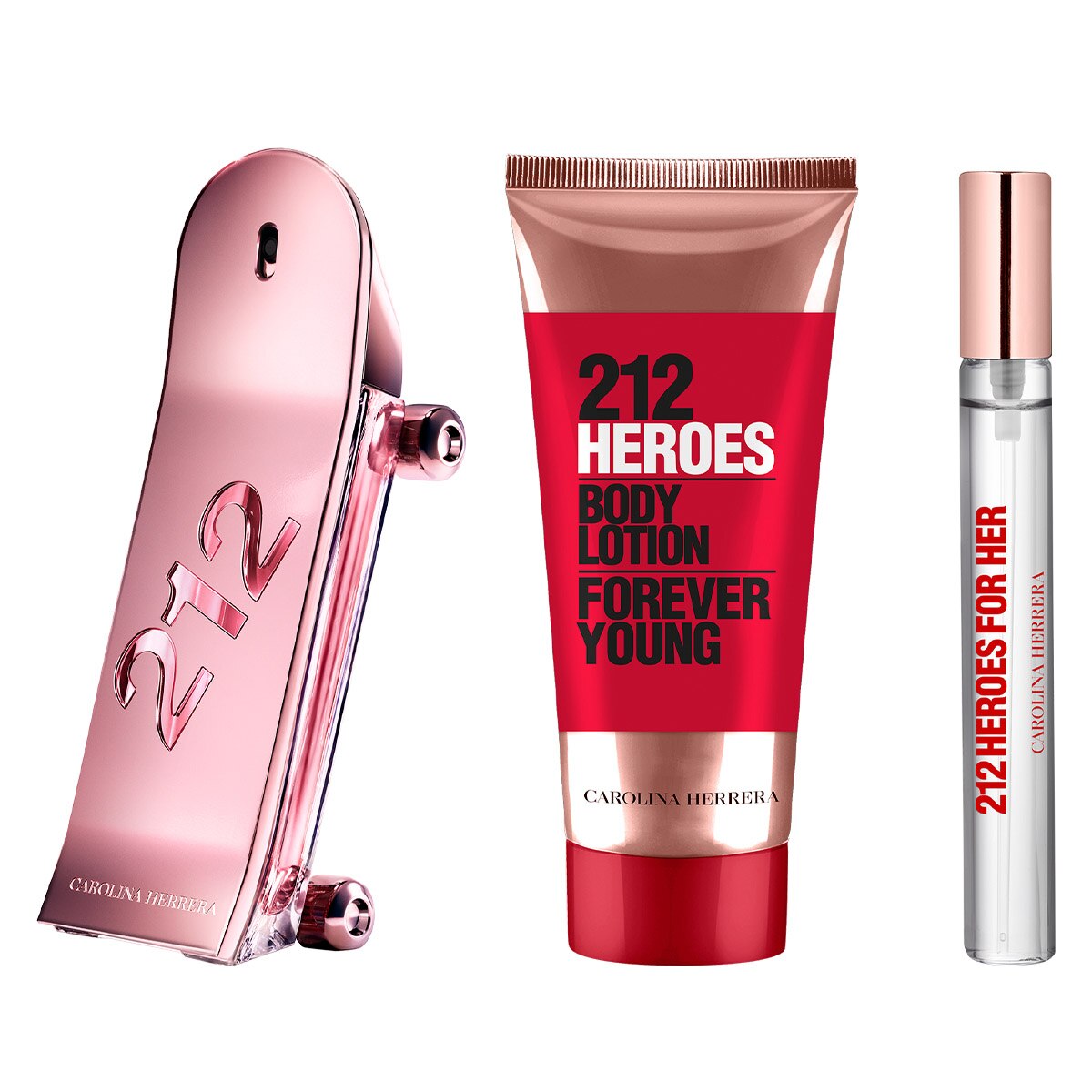 212 HEROES FOR HER SET PARA MUJER EAU DE PARFUM+ BODY LOTION + EAU DE TOILETTE